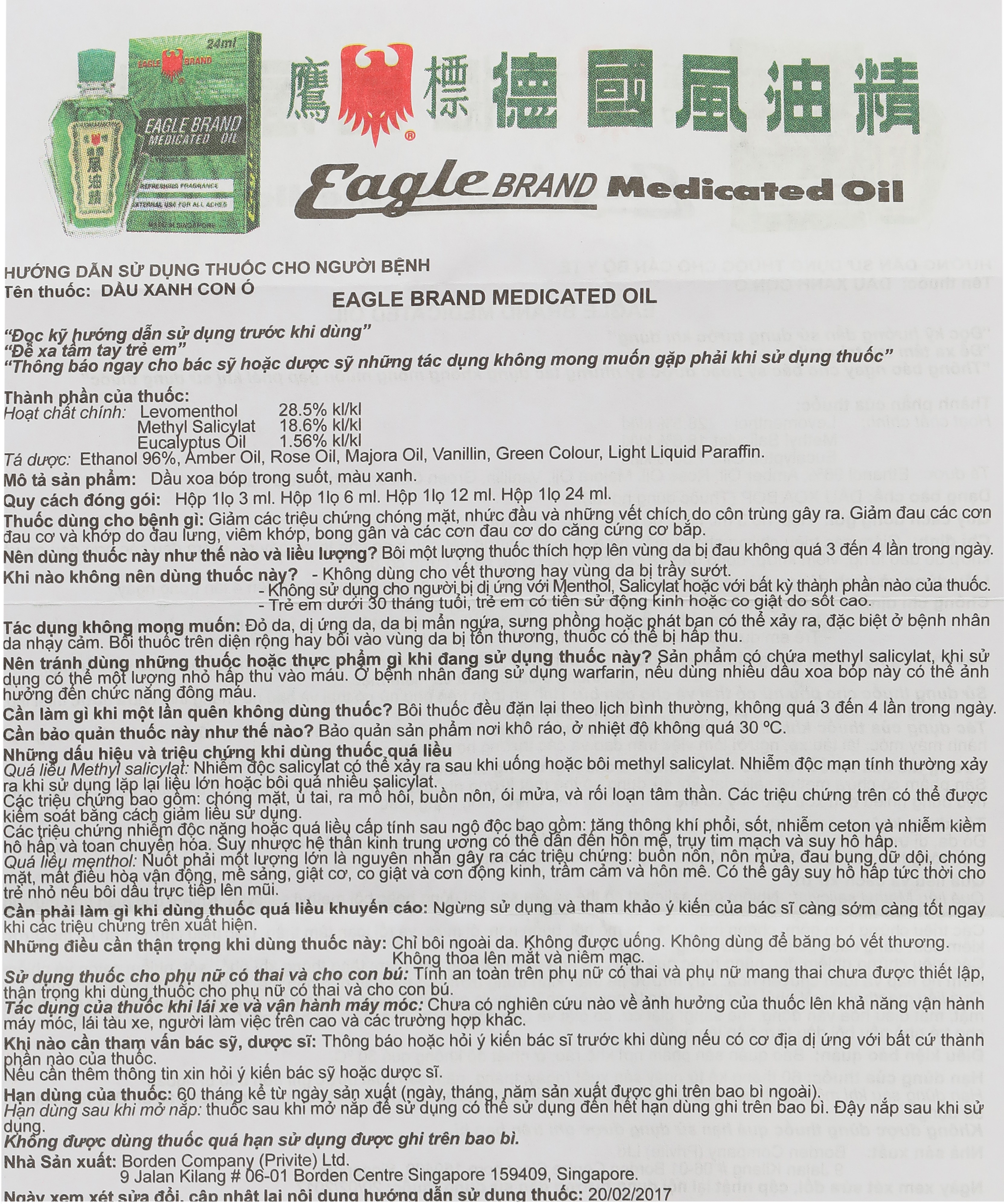 Dầu gió xanh Con Ó chai 24ml - 38